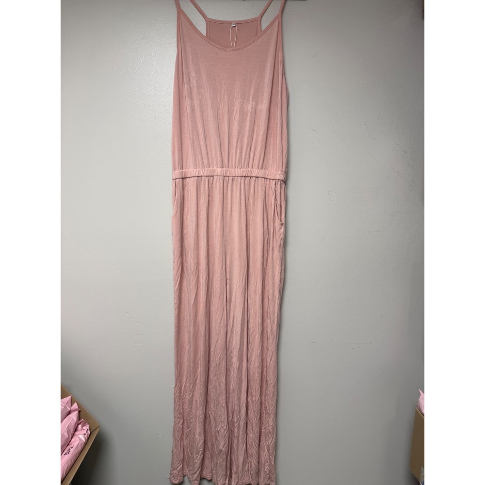Unbranded Pink Sleeveless‎ Wide Leg Jumpsuit XL Elastic Waist Pockets Lounge